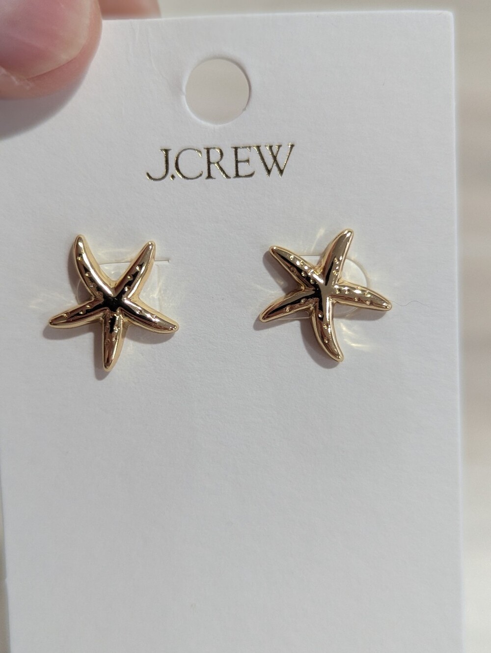 J. Crew Starfish Earrings Gold Studs Set W/Dustbag Coastal Prep Beach *NWT - Picture 5 of 5